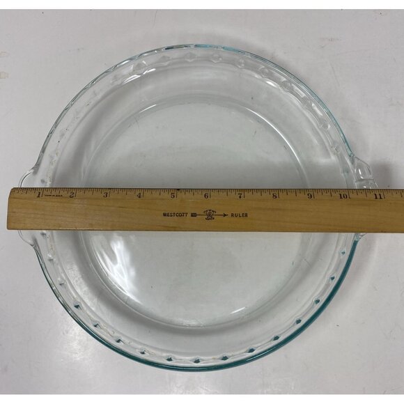 Vintage Pyrex Clear Glass 9.5” Pie Plate Deep Baking Dish Fluted W Handles # 229 - Picture 7 of 9